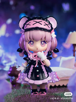 Toy figurine of a girl in a purple dress from the NINIZEE The Secret Realm of Flowers Blind Box Series.