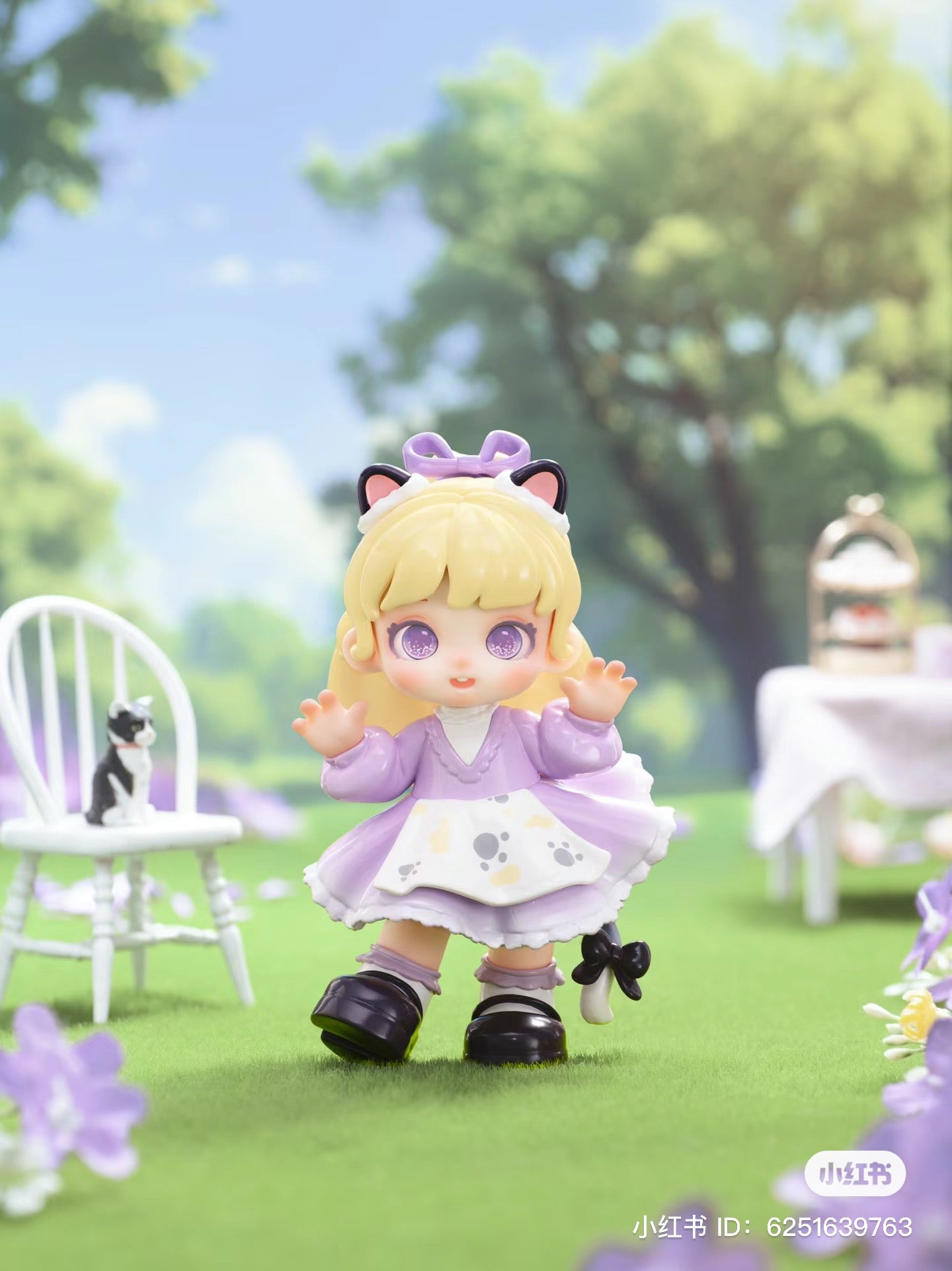 Alt text: Miana - Tea Party In The Forest Blind Box Series toy doll in a garden setting.
