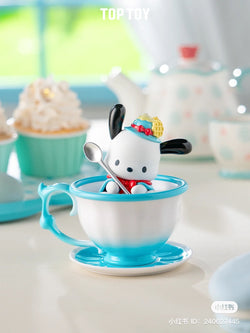 Alt text: Sanrio Afternoon Tea Blind Box Series toy figurine in a teacup.