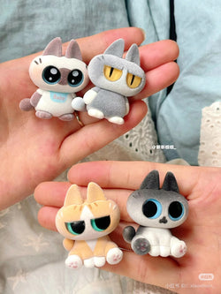 Hand holding MINI Azukisan ver 1 Blind Box Series toys, featuring small stuffed animals. Preorder available, ships Aug 2024.