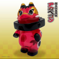 Sofubi toy of AKABEGON -TSUYABENI by Teresa Chiba, featuring an animal figure with a cartoon design, 12cm in size.