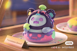 ShinWoo Ghost Diner Blind Box Series toy on a plate, with cake decorating design and dessert theme.