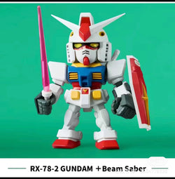 A blind box series featuring QMSV- MINI GUNDAM 2.0 robot action figures. Preorder for late June 2024. 6 regular designs and 2 secrets available. Purchase a case for 8 regular or 7 regular and 1 secret.