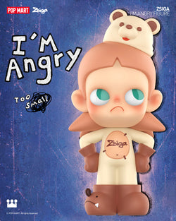 A cartoon character with a teddy bear on her head and a sad expression, holding a sign with text.