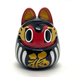 Folktoy Kaiju INUHARI-DARUMA toy, 10cm size, featuring a black and red animal figure, designed by Teresa Chiba.