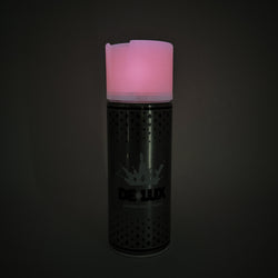 Hello World - DE-LUX CAN by JFO, featuring a cylindrical design with spray paint splatter, epitomizes the unique art toy offerings from Strangecat Toys.