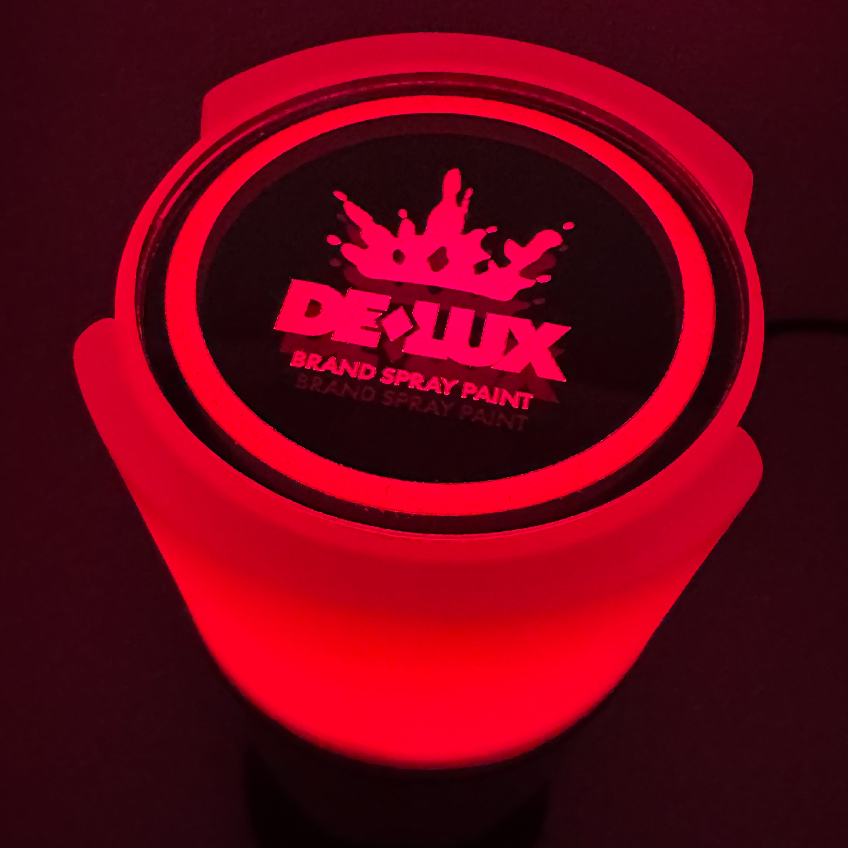 Hello World - DE-LUX CAN by JFO, featuring a red spray paint container with a distinctive logo, embodying Strangecat Toys' art toy aesthetic.