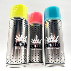 Hello World - DE-LUX CAN by JFO, featuring multiple spray cans with distinct caps and logos, ideal for collectors and enthusiasts of art toys.