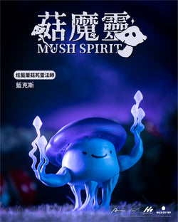 A blind box series titled Mush Spirit by Strangecat Toys. Features toy figures with faces, arms, and unique designs. Preorder now for July 2024 shipment.