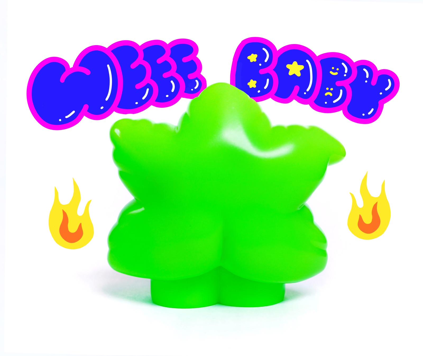 Weee baby - Preorder: Green toy with text, close-up balloon.