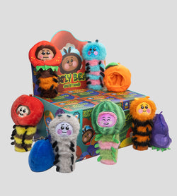 Wooly Bear and Friends Plush Keychain Blind Box features seven stuffed animals with removable fruit hats, perfect for collectors at Strangecat Toys.