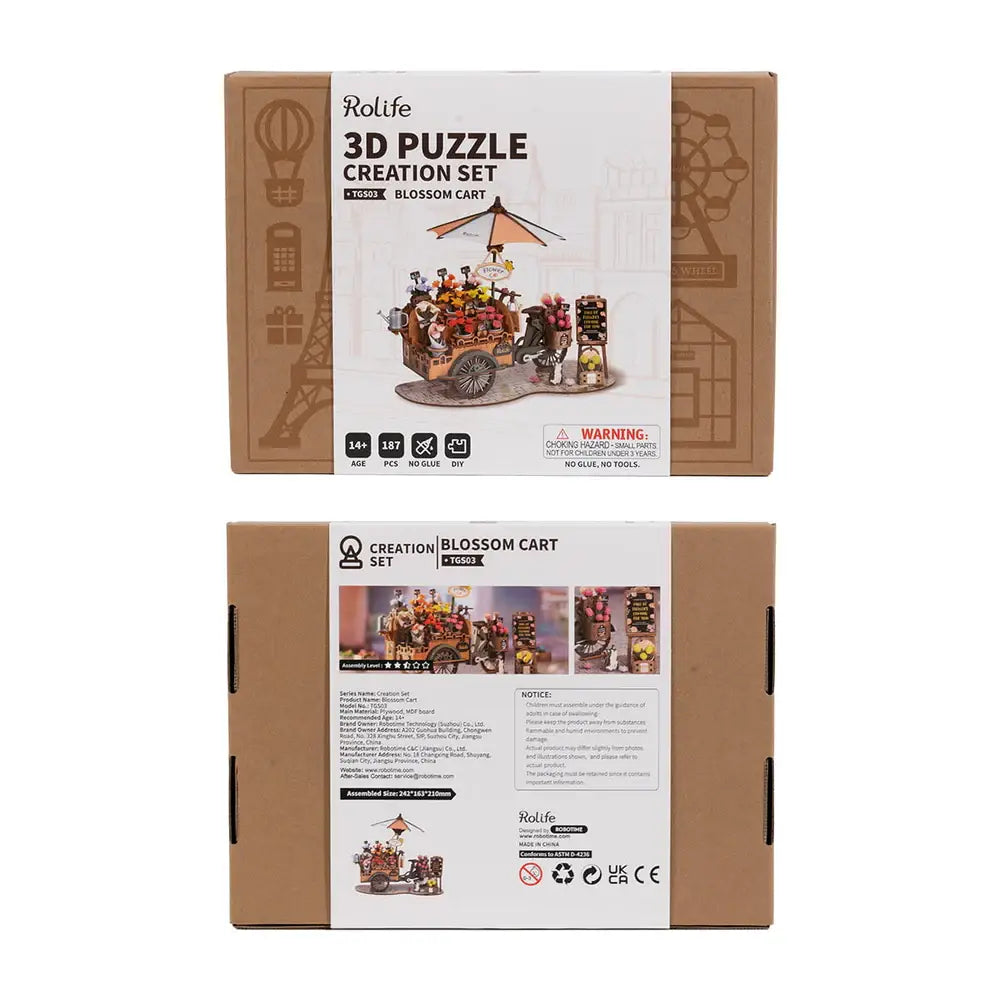 TGS03 Blossom Cart Rolife Wooden Puzzle DIY  Craft Kit