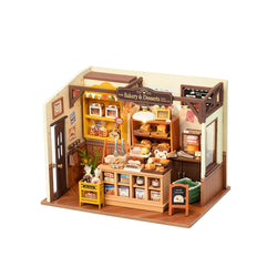 LEGO toy bakery with detailed accessories and scenes for a miniature house building kit from Becka's Baking House Rolife.