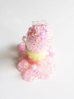 Pink slime with glitter and bubbles, close-up of a confectionery item, custom design by Simon Says Macy & Friends.