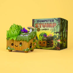 New Dumpster Stump Vinyl Figure, featuring a cartoon character with waffle cone body and mint chip ice cream design, packaged in a themed box.