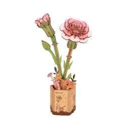 Pink Carnation Diy Wooden Flower 3D Puzzles