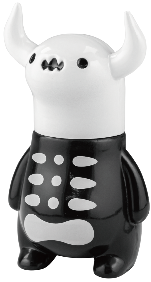 Sky Monster Bo Gacha Series: a black and white animal figurine, part of a blind box collection from Strangecat Toys, featuring a cartoon-style design.