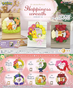 Pokemon: Happiness Wreath Re-ment Blind Box Series featuring wreaths, cartoon characters, and toy figurines.