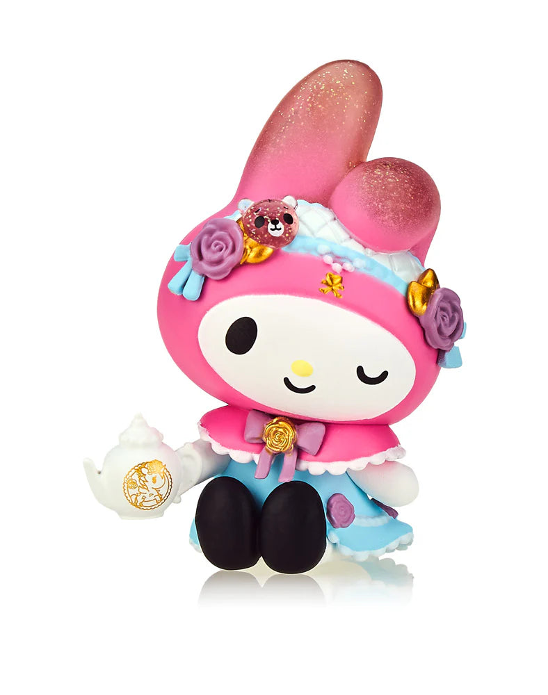 Special edition 2-pack of tokidoki x Kuromi & My Melody Garden Tea Party figures, featuring a girl figurine and tea party accessories.