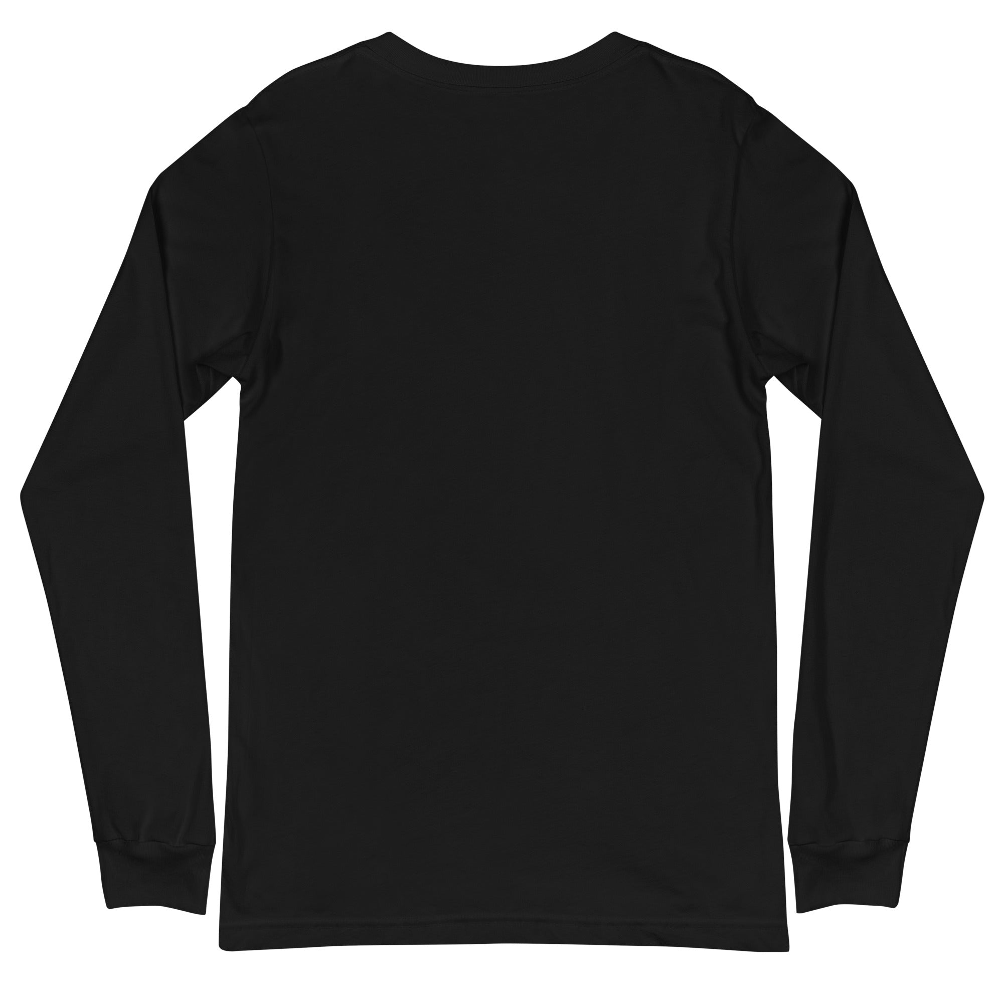 Happiness Long Sleeve Tee: Black, versatile long-sleeved shirt, perfect for casual or professional styling; features crew neck and ribbed cuffs.