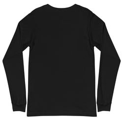 Happiness Long Sleeve Tee: Black, versatile long-sleeved shirt, perfect for casual or professional styling; features crew neck and ribbed cuffs.