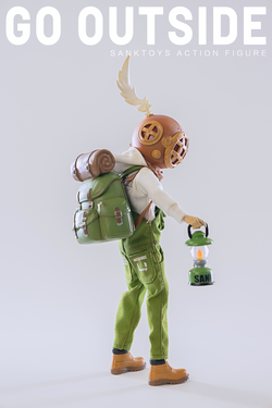 Sank-1/12 Action Figure-Camper: Toy figure with backpack, lantern, and accessories.