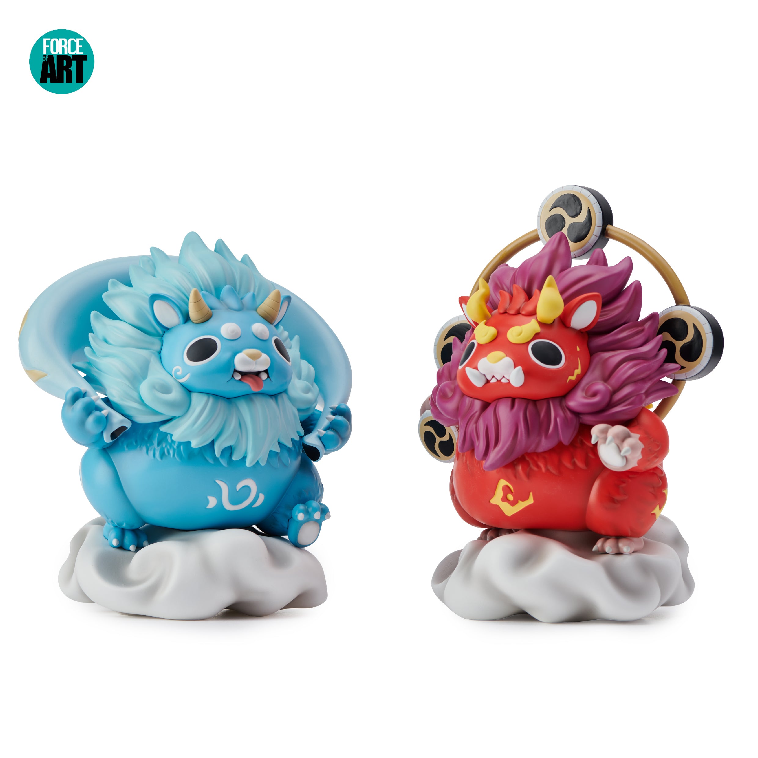 Toy animal figures of Chimera Raijin & Fujin by Force of Art X Will San on an adventure through time and space.