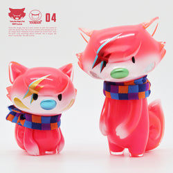 Toy animal figures of TONA the Angry Fox & Lil' TONA in soft vinyl, sizes 8cm and 6cm.