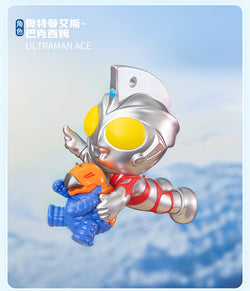 Toy figure from Classic Ultraman Blind Box Series holding a bird in the air.