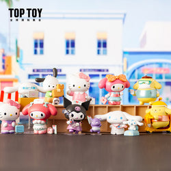 Sanrio family Contribution Day Blind Box Series characters and toys, including a masked toy, stethoscope toy, and more.