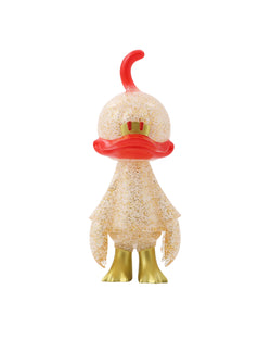 Toy duck with red beak and crown, gold legs and foot, part of Neonduck - NdAr-Ny9 by Human Robot.