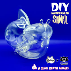 Hammerhead Shnail DIY Edition vinyl toy by Ghost Fox Toys, featuring a clear plastic squirrel figurine.