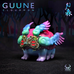 GUUNE, a toy animal with wings and a mask, transformed from clouds.