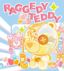 Raggedy Teddy Blind Box Series: A cartoon of a teddy bear design, part of a collection of 12 regular and 2 secret designs.