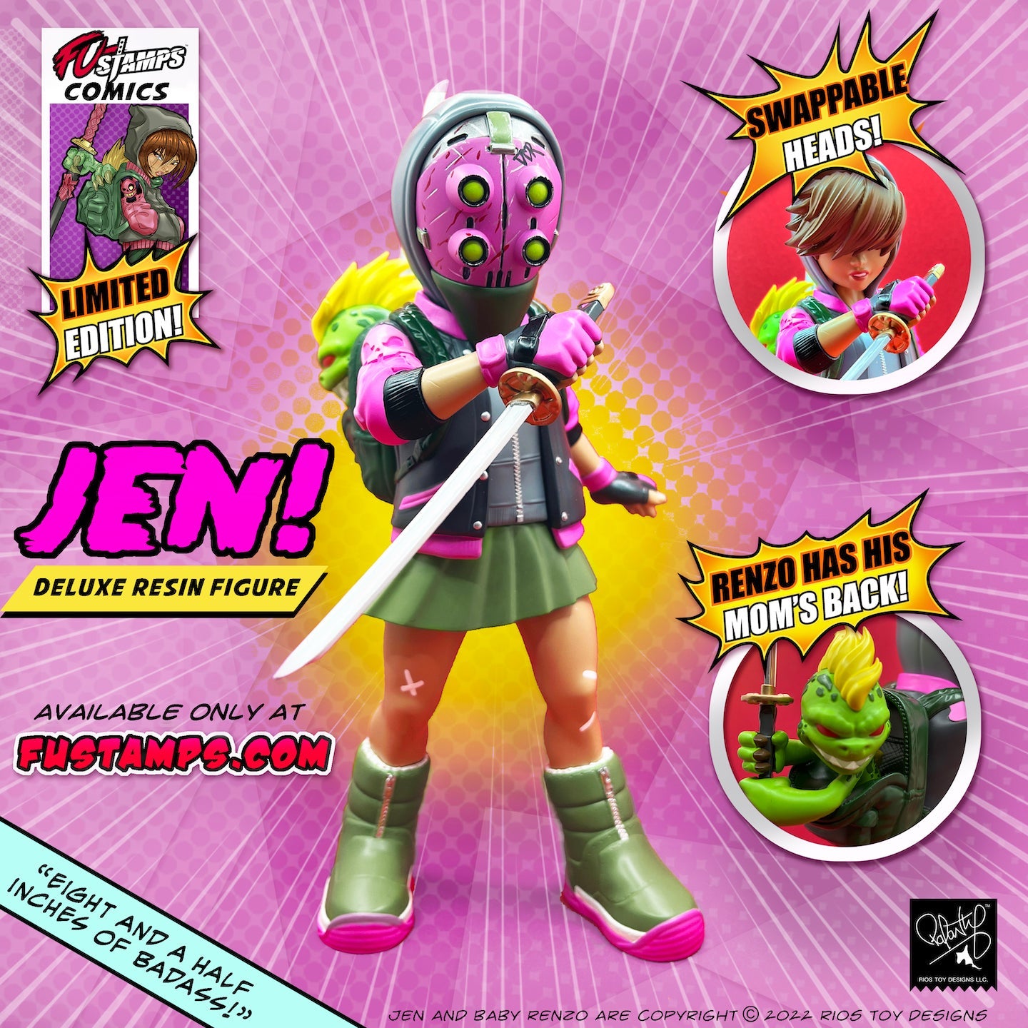 FU-STAMPS® DELUXE JEN AND BABY RENZO RESIN FIGURE WITH ALTERNATE HEAD