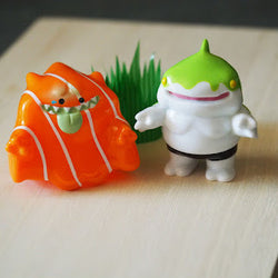 Toy figure of Gaboo & Tumtum - Tuna Sushi by Momoco x Funk Toy, soft vinyl, 8 cm height.