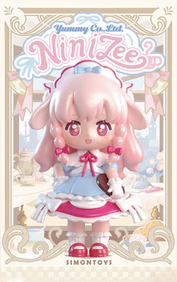 A cartoon character poster and a toy figurine of a girl in NiniZee - Yummy Co. Ltd Blind Box Series.