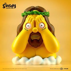 Mr.SinsDy vinyl toy with hands covering eyes, 20 cm height, cartoon animal figure.