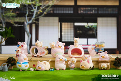 A group of pig figurines with a toy pig holding a wand, stuffed pig toys, and more in LuLu The Piggy The Original 3rd - Caturday Blind Box Series.