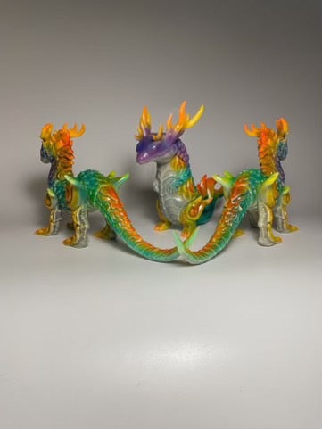 Kinkaku & MUYA dragon figurines by CORE Kashi, Japanese Soft Vinyl, detailed animal figures in various poses.