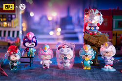 QUAY Convex Dream Companion Blind Box Series by KIK: A group of toys including a unicorn head, toy figurine, and toy robot on a table.