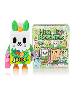 Healthy Besties Blind Box Series toy with cartoon characters and white cube face, child art, drawing, and secret design.